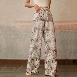 SHEIN Anewsta Floral Wide-Leg Pants
